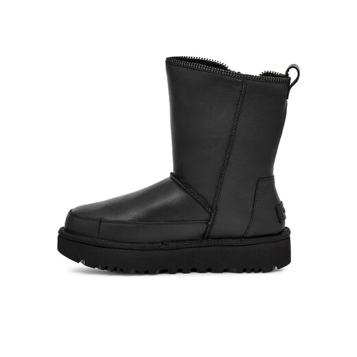 UGG冬季新款男女同款舒适时尚厚底拉链休闲经典短靴机车靴1164710 BLK | 黑色 39