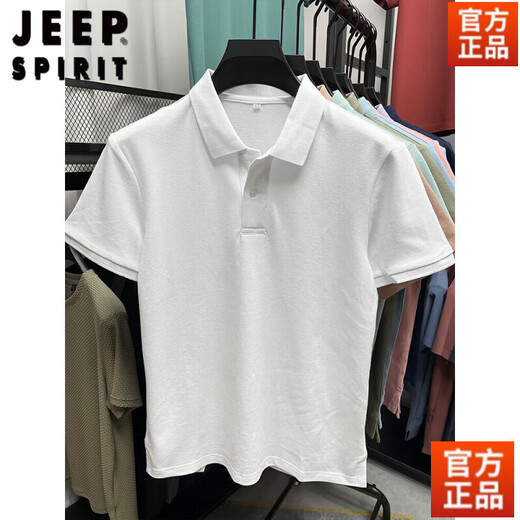 JEEP SPIRIT下摆开叉前短后长重磅纯棉polo男短袖纯色百搭T恤男 灰色【100%纯棉】 XL 175