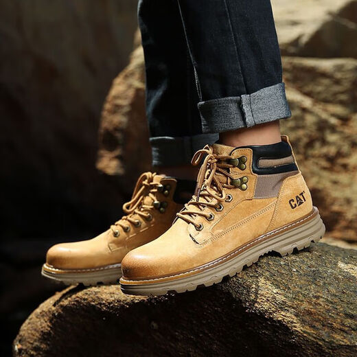 Carter Cat Men's Boots Красивые мужские повседневные материалы Martin Boots Mid Top Американские модные ретро-ботинки Классические классические Khaki-C20299 Кожаная обувь размер 41