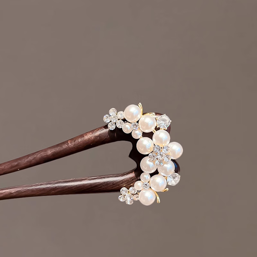 Yin Muchi ebony U-shaped double hairpin women's hairpin high-end Chinese style new style hairpin cheongsam headdress birthday gift F2811 little bee hairpin gift box + greeting card