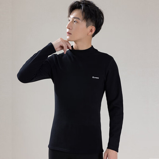 Langsha mid-high collar thermal top men's new velvet thickened bottoming slim linen sweatshirt cold-proof underwear autumn clothing for men