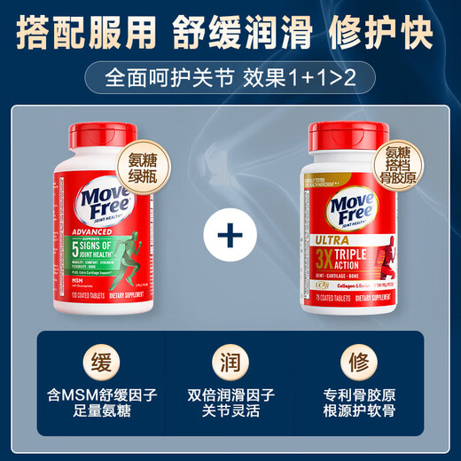 Yijie Move Free imported from the United States, Glucosamine Chondroitin Calcium Tablets, Weiguli Joint Nutritional Products for Middle-aged and Elderly People, Green Bottle, Relieves Joint Pain, 120 Tablets
