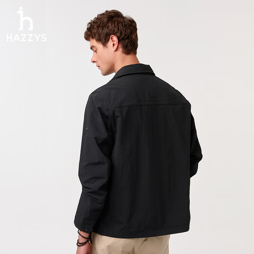 HAZZYS Men's Spring Outdoor Casual Jacket Simple Lapel Jacket Men ASVZU0CAX62 Dark Navy DN 3XL (190/108A 54)
