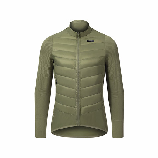 Santic autumn and winter lightweight down long-sleeved cycling jersey, bicycle warm cycling top, cycling jacket for men and women, Bocha Green, Men's L