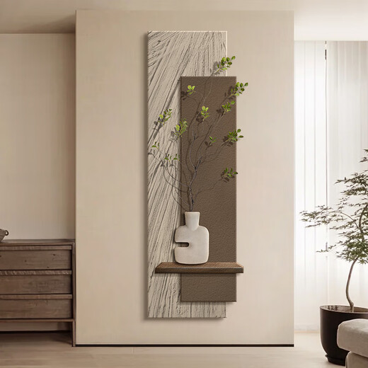 Fujinmen moderne einfache Eingangsanlagen, ein hoher Sinn, Gangkorridor, Ende des Korridors, dreidimensionales Wohnzimmer-Eingangstor Wandgemälde, Stil A-Branch und Blätter Fusu (Fzh01) 40*120 cm, gewöhnlicher Stil nicht luminöser + drei-schichtlich dreidimensionaler Sandsteinmalereimalerei
