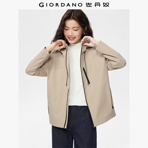 Giordano Windproof Jacket Women's Autumn and Winter Bone Broken Multi-Pocket Loose Hooded Windbreaker Jacket 13375130