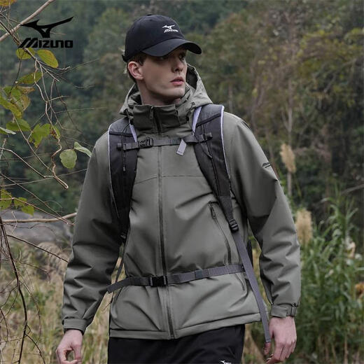 美津浓户外棉服男防风防水防污男士外套保暖防风棉衣