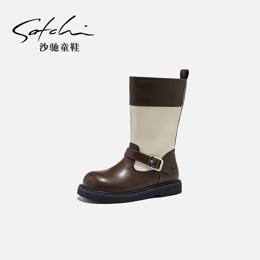 Shachi Kinderschuhe Mädchen Lederstiefel 24 Herbst neue High Tube Martin Boots Medium große Kinder Mädchen Lange Stiefel Kinderstiefel Schwarze Größe 31 innere Länge etwa 20 cm