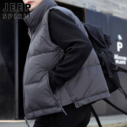 JEEP SPIRIT Jeep Down Vest Men's Jacket Autumn and Winter Waistcoat Lightweight Warm Sleeveless Stand Collar Men's Clothing