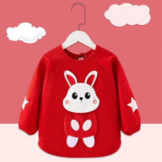 Children's outerwear in winter, Western-style autumn and winter baby bibs for eating, baby protective clothing, waterproof, anti-dirty, reverse dressing [winter style] three-dimensional big rabbit - pink 90 yards [recommended for 1-2 years old] (90 yards [recommended for 1-2 years old]