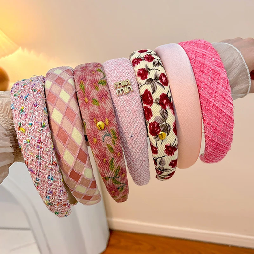 Pink headband for women 2025 new high-ceiling temperament hair binding headband for women wide-brimmed hairpin headdress 16# milky white