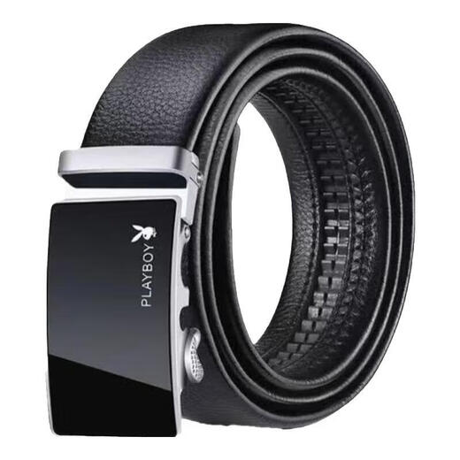 Playboy belt 2025 new belt men's automatic buckle middle-aged men's trouser belt high-end casual mirror black boy style 125cm