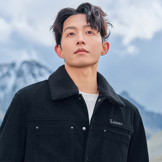 Cabin plus velvet corduroy jacket men's loose warm jacket 2025 autumn and winter new retro street trend top anthracite 01 L /175/50