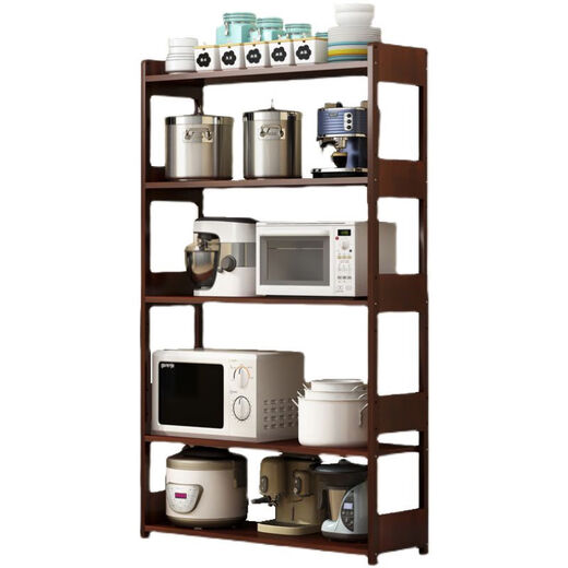 Sailoto microwave oven rack multi-layer floor-standing oven storage rack wooden narrow cabinet household storage pot rack all solid wood five layers 49*30*150cm walnut color