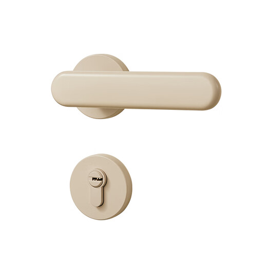 Huili's customized khaki beige indoor bedroom door lock household universal magnetic silent minimalist wooden door handle lock khaki silent A type 35-50mm universal type with key