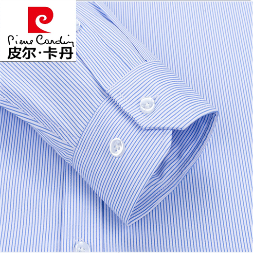 Pierre Cardin Pure Cotton Free Iron Shirt Herren-Langsalz 2024 Herbst und Winter mittleren und jungen Business Formale Kee Blau gestreiftes Freizeithemd gestrickt 8w6636 42 150 ~ 165