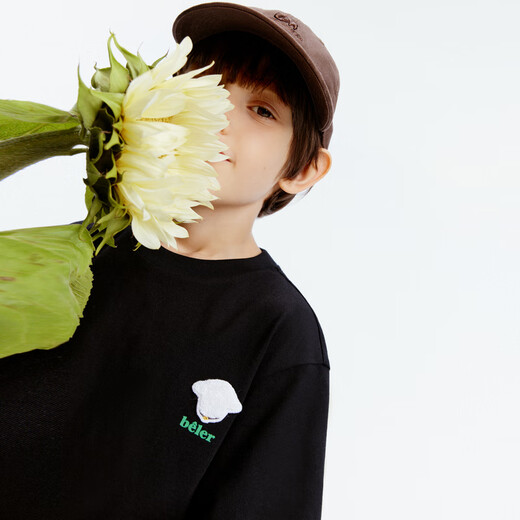 Little MO&Co.5A Antibacterial Children's Clothing Children's Autumn Clothing New Girls Cotton Round Neck T-shirt Short Sleeve Boys Black 120 120/60