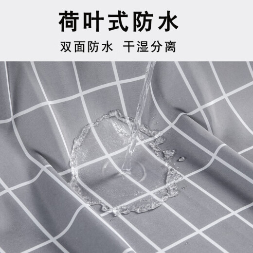 Bathroom waterproof shower curtain fabric, punch-free partition curtain, thickened and warm, powder room blocking curtain, dry and wet separation curtain, polyester fiber gray lattice single curtain 300 width * 200 height + hanging ring without rod