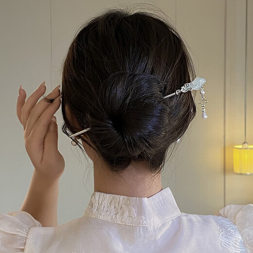 Bai Qixin Ancient style hairpin with tassels, new Chinese style hairpin, metal headdress, hairpin, Hanfu accessories gift, Xiangyun Ruyi new Chinese style hairpin
