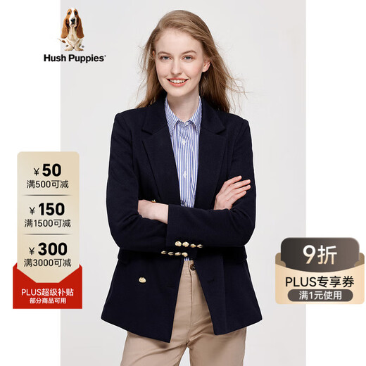 Hush Puppies Blazer décontracté tricoté d'hiver pour femme 196 Bleu foncé L