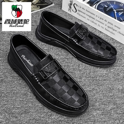 Western Camel (VANCAMEL) Beanie-Schuhe für Herren, 2025, Herbst, trendige kleine Lederschuhe, Herren-Freizeitschuhe, britische One-Step-Lazy-Modeschuhe, vielseitig, GZ-882, Schwarz, 39
