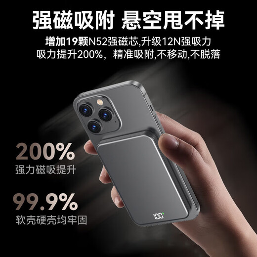 Haoyi 3C certification 20000mAh丨Can be used on airplanes Apple magnetic power bank Magsafe wireless ultra-thin compact portable power bank iphone16 external battery 20000-deep space gray High-end hidden digital display Can be used on airplanes National same day/next day delivery Supports super fast charging丨Common to all mobile phones