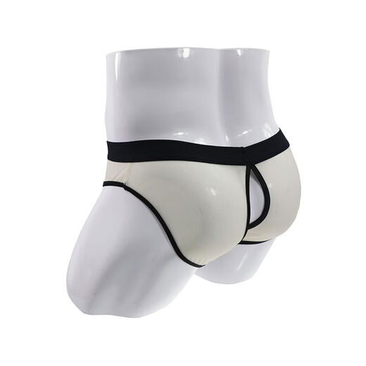 Low-waist men's thong mesh hollow translucent underwear sexy close-fitting breathable youth casual shorts off-white one size