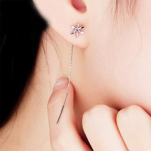 Junhong platinum ear wire women's platinum ear studs pt950 platinum ear wire fashion flower ear wire earrings earrings platinum ear studs flower ear wire 1.3-1.4g