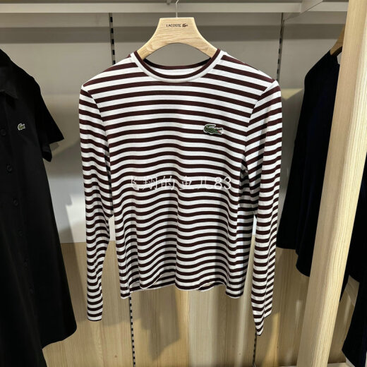 LACOSTE 法国鳄鱼TF9207-98  LACOSTE 2025秋季新款 女士时尚条纹长袖T恤 HHW/深藏青色 34/155