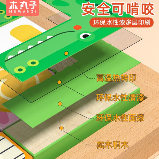 Holzfleischbällchen Kinder verdickte große Tiere Tetris Bausteine ​​Baby Early Education Boy und Mädchen Bildungsspielzeug Geburtstagsgeschenk