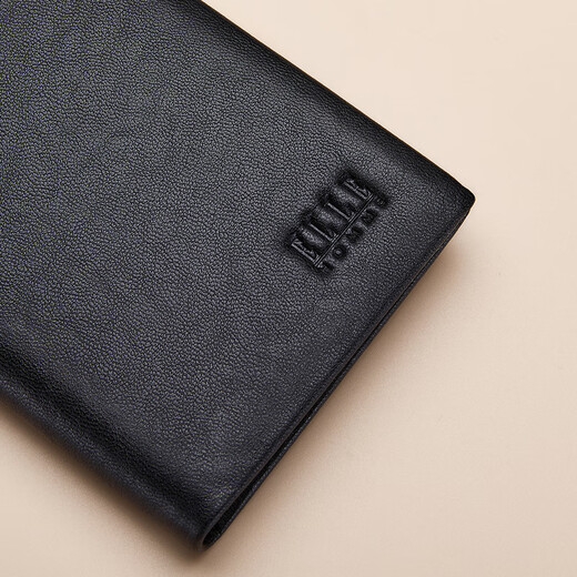 ELLE HOMME French brand men's wallet long top layer cowhide multi-card wallet Chinese Valentine's Day gift for dad to give husband black [counter gift box] free print photos free print greeting cards/photos