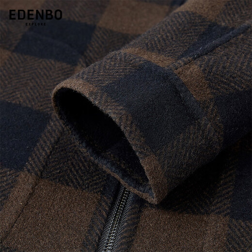 Attenborough's same style in the mall, autumn and winter new woolen woolen men's lapel jacket, fashionable casual versatile jacket top, dark coffee color 2XL (180)