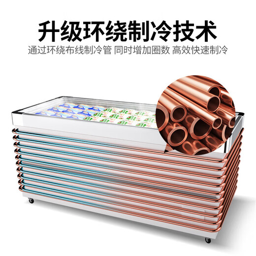 德派龙（DEPAILONG）展示柜冷藏商用岛柜烧烤海鲜店大容量卧式冰柜商用冷冻展示柜配菜麻辣烫展示柜冷冻保鲜柜 2.5米深岛柜｜双压缩机【1315L】