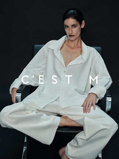 C EST M丨Italian imported CAFISSI cotton poplin PRA show deconstructed crease collar silhouette shirt Italian CAFISSI classic white S pre-sale 25-30 days