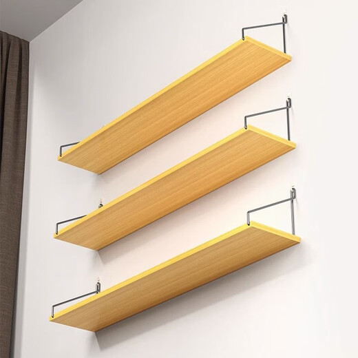 Ou Runzhe wall storage rack one-word storage rack no punching wall-mounted set-top box storage rack log color 40cm single