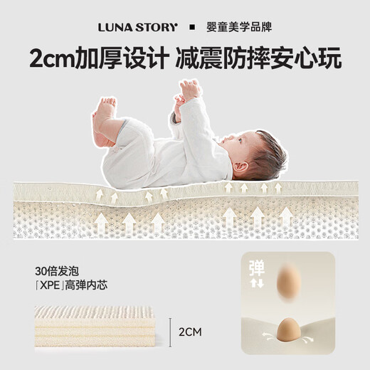 Moon Story LUNASTORY Climbing Pad Baby Folding Pad Baby XPE Climbing Pad Floor Pad Thickened Children's Mat Gift XPE Inner Core Folding Pad Polka Dot Track 180*150*2cm