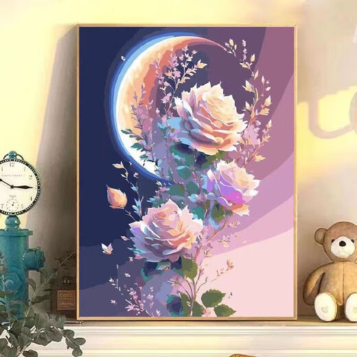 Ouoety Digital Oil Painting Blumen Landschaft Cartoon handgemalbte Füllstoff handgefertigtes Acrylölmalerei Dekoratives Malmal