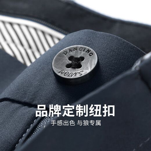 与狼共舞【速干四面弹】休闲裤男2025夏季新款纯色易打理直筒男士长裤4039 雾霾蓝-夏季款 32