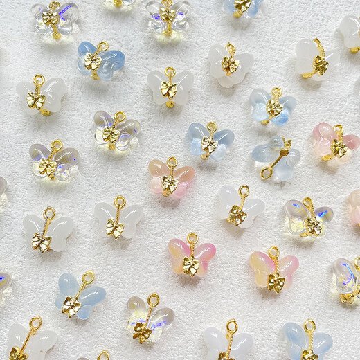 Dai Yan's cool Chinese style glass butterfly antique pendant DIY jewelry bracelet necklace earrings mobile phone chain beaded accessories butterfly pendant DIY jewelry 6 pack mixed color