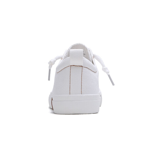 Humanistic flat-soled student Korean style casual lace-up canvas white shoes for women white 38