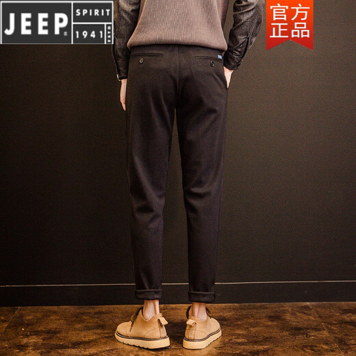 JEEP SPIRIT秋季休闲裤男士长裤子韩版直筒冬装潮流百搭毛呢修身小脚男裤 厚款 9885 黑色 9885(秋冬) 31