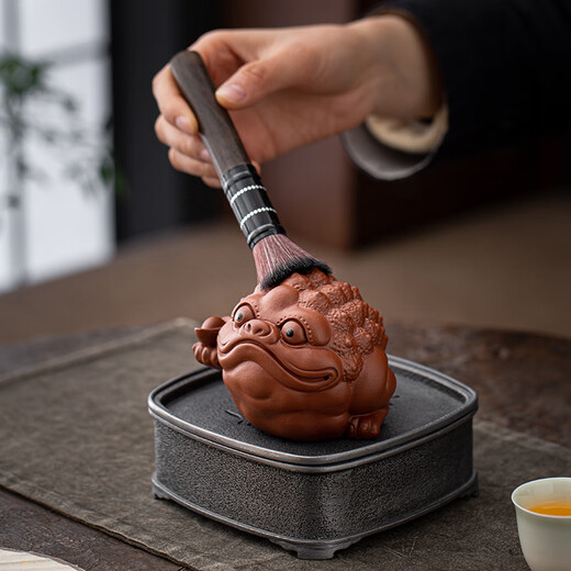 Yuxuan purple sand golden toad designated rich tea pet to attract wealth, handmade can raise high-quality dragon turtle cover tea set accessories ornaments ZY dragon turtle cover with purple mud