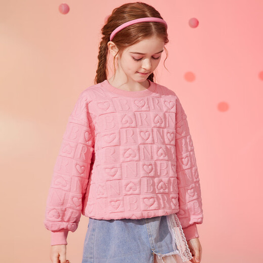 Fragen Sie Junior Girls Sweatshirt 2025 Herbst Middle und Big Children Mode Liebesbrief Print Sweatshirt Pink 170