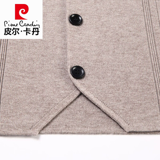 Pierre cardin autumn knitted suit cardigan vest vest wool open vest men's thin style dad wearing horse clip gown camel S 165