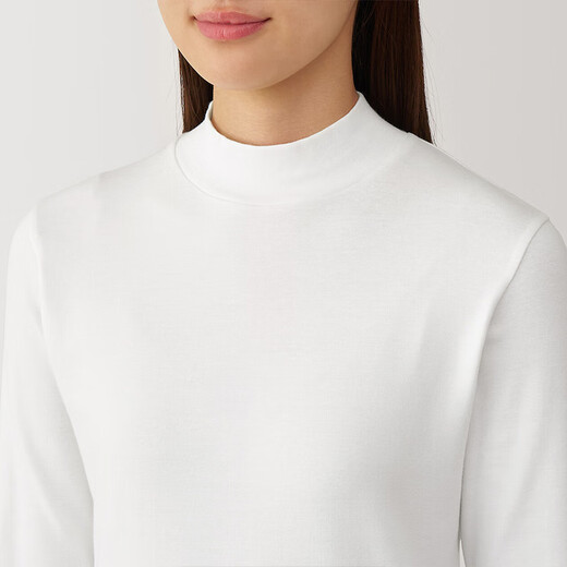MUJI women's raised rib knit half turtleneck long-sleeved T-shirt base layer for winter BBD93C4A white S