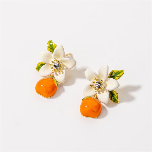 Qlady persimmon and persimmon earrings for women light luxury high-end 2025 new spring and summer earrings for women silver needle earrings birthday gift