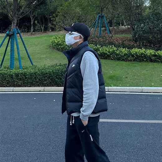 NIKE耐克官网立领羽绒黑色马甲男24冬款休闲运动服保暖宽松外套FB8184 FB7374-010/棉马甲 假一赔十 M码/推荐120-130斤/170