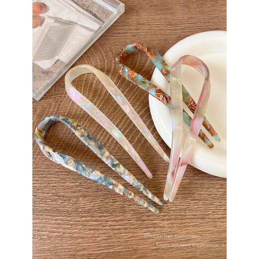 Xiao Panda's high-end acetic acid U-shaped hairpin for women, new Chinese style antique cheongsam, hairpin, horse face skirt, hairpin, hairpin, autumn and winter popular 2 pieces