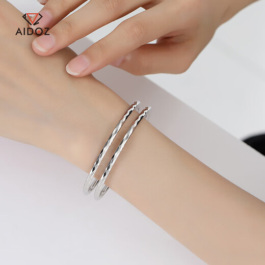 Aido diamond platinum bracelet pt950 platinum ring bracelet women's boutique semi-solid round thin bracelet inner diameter 52mm weight 10.46g thick about 3mm