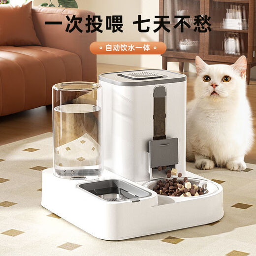 Raft core automatic cat feeder cat food and water two-purpose cat bowl dog bowl food bowl double bowl drinking and feeding device integrated cat bowl ceramic pet automatic drinking water feeding integrated sky blue + stainless steel bowl